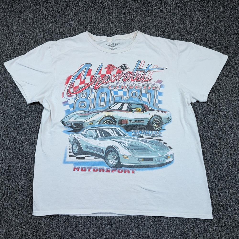 Chemistry Retro Chevrolet Corvette Motorsport Shirt XL White Racing Graphic Tee